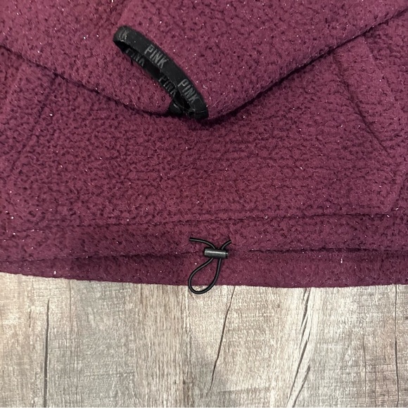 Victoria Secret Pink Cozy Sherpa Pullover Quarter Zip Purple Plum - Picture 3 of 14